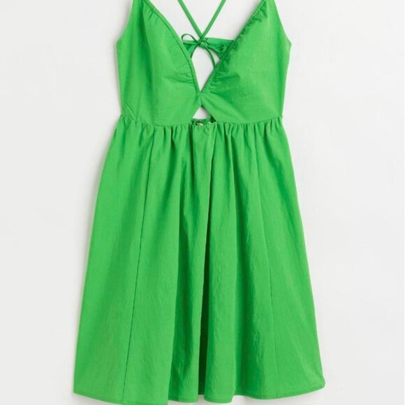 NEW H&M Cotton Blend Open Back Mini Dress, Size S - Picture 12 of 16